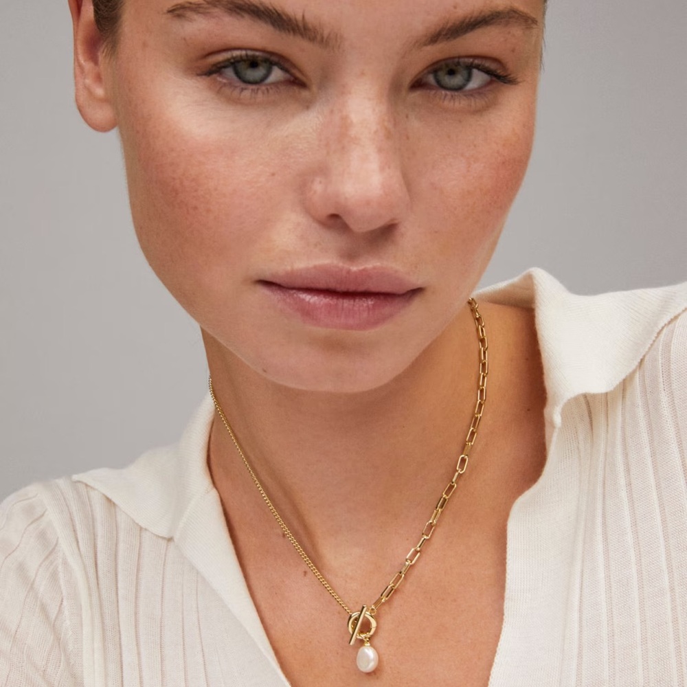 Kendra Scott Gold Chain Necklace with Pearl Pendant